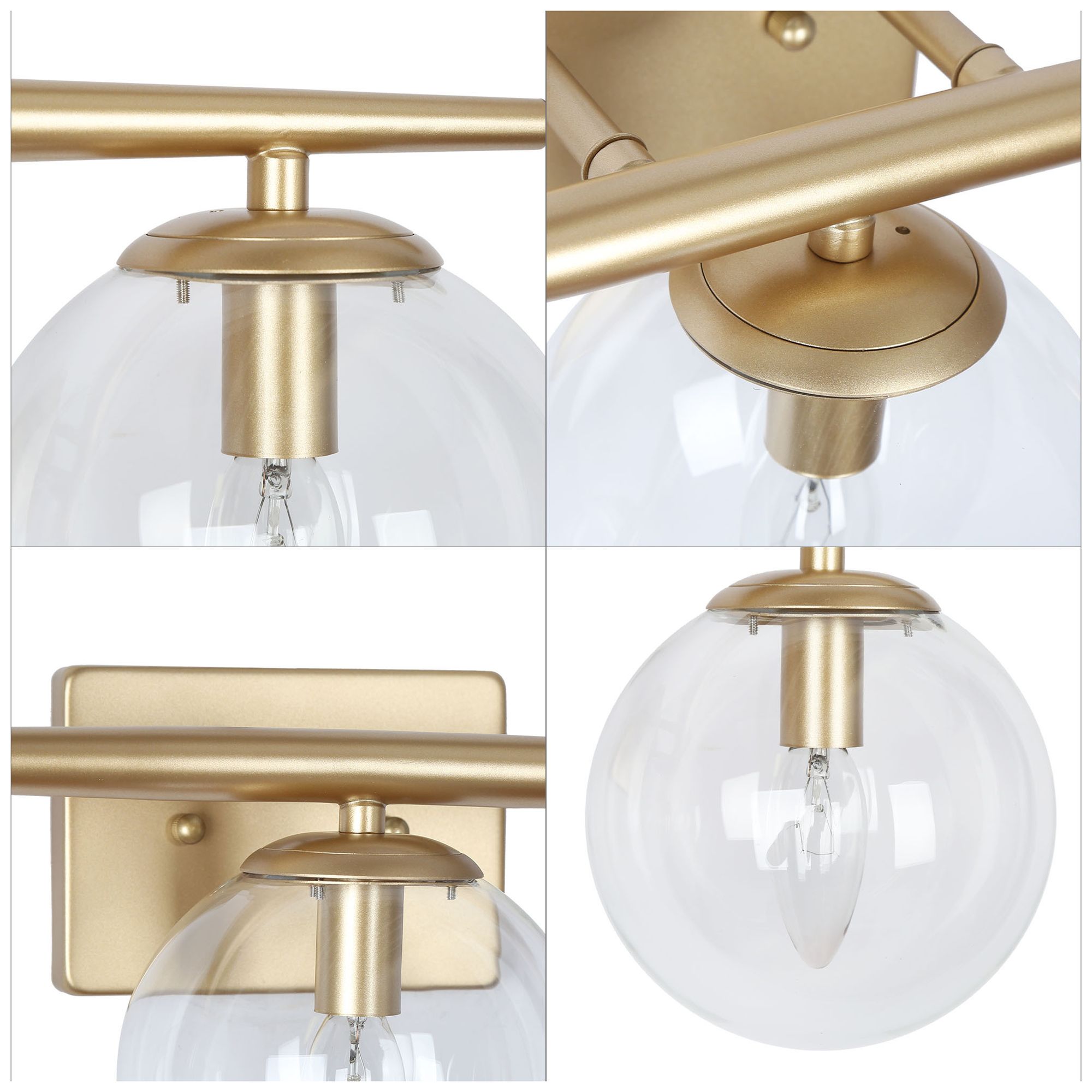 Image 4 3-Light Glass and Brass Bath Light more views