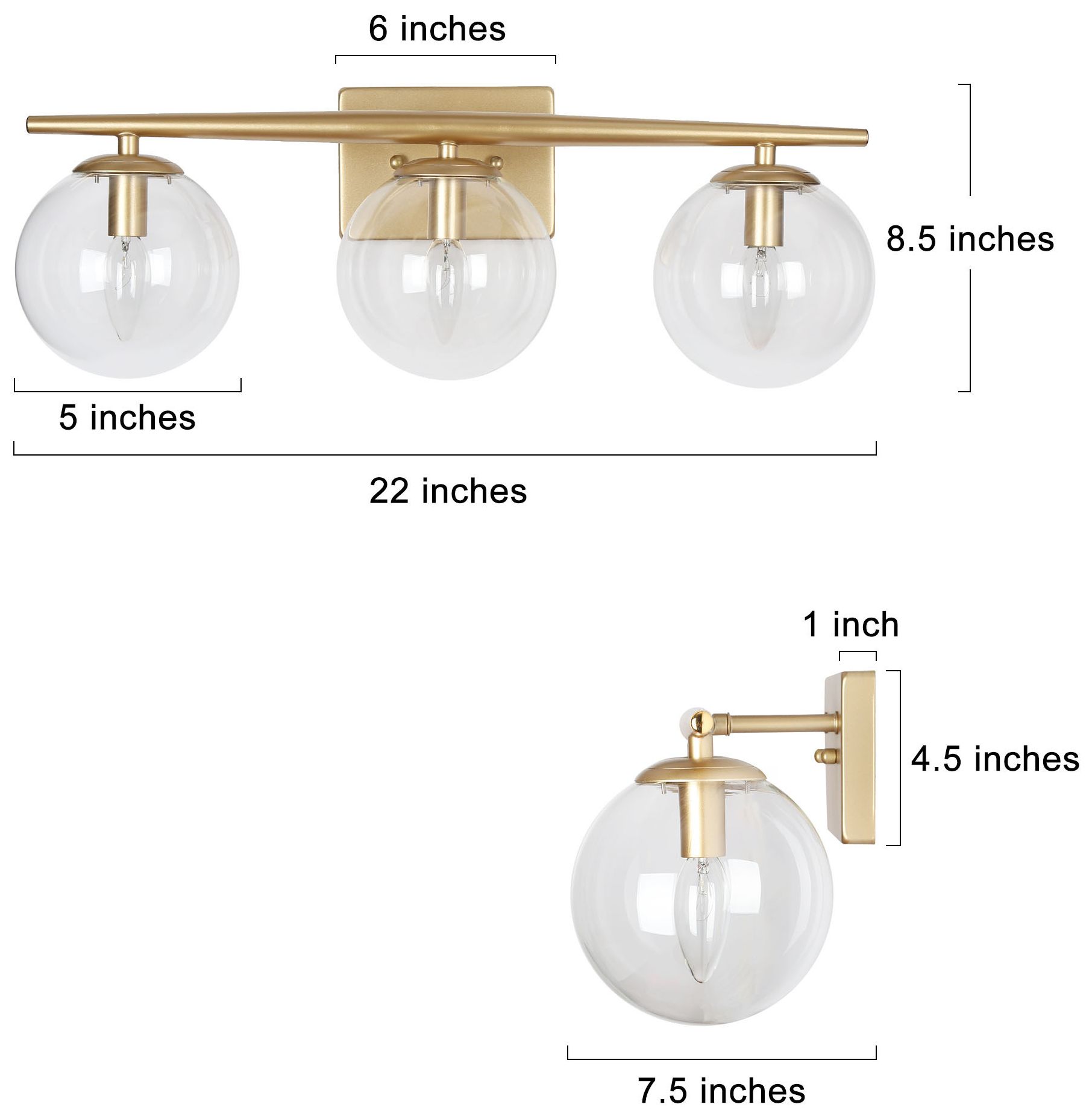 Image 6 3-Light Glass and Brass Bath Light more views