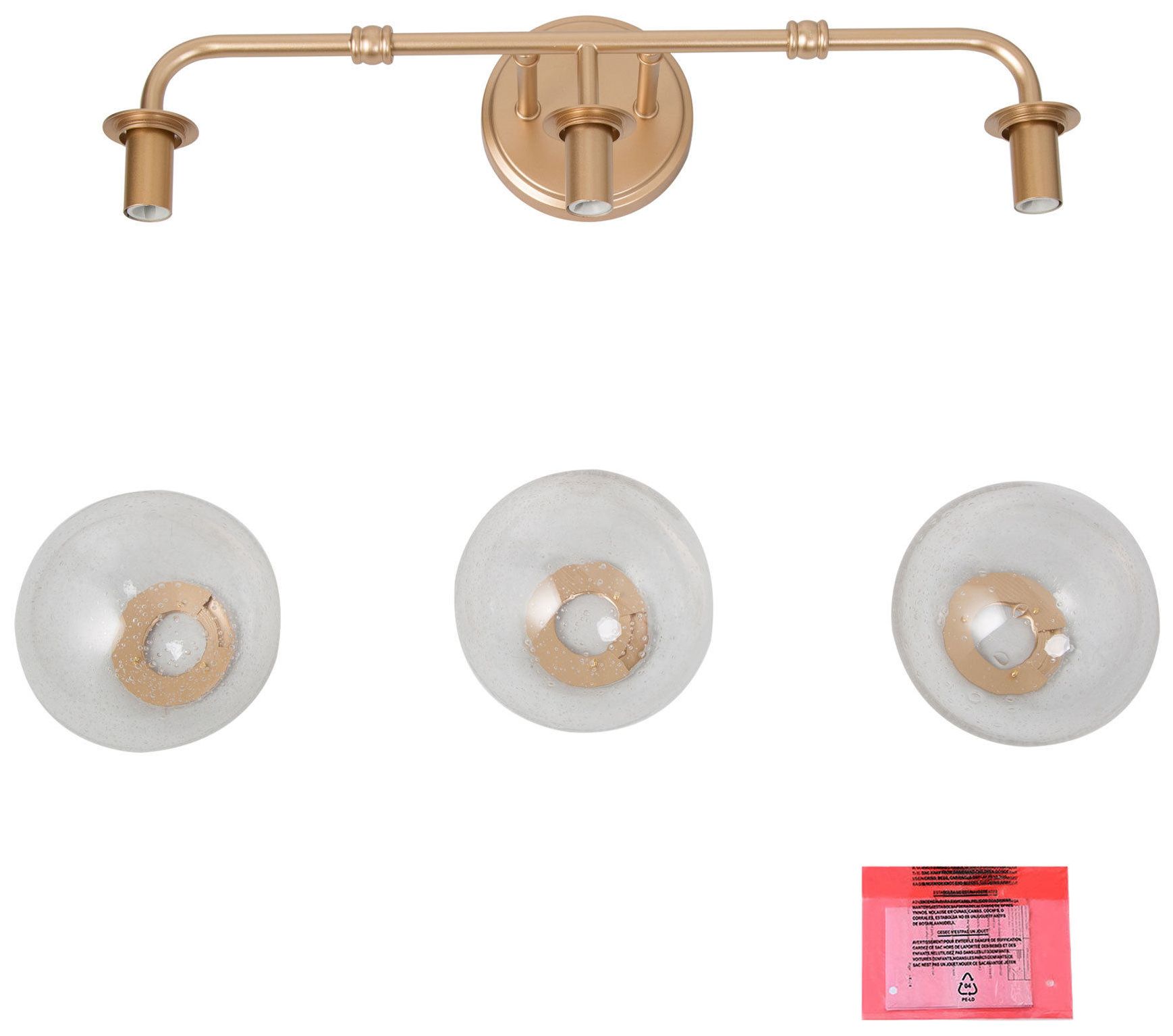 Image 2 3-Light Glass and Brass Bath Light more views