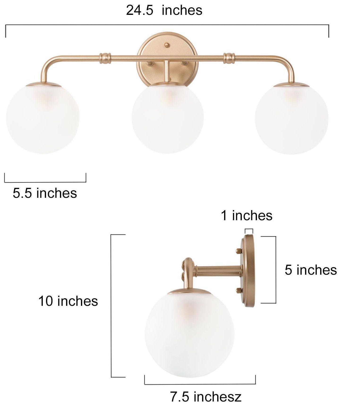 Image 3 3-Light Glass and Brass Bath Light more views