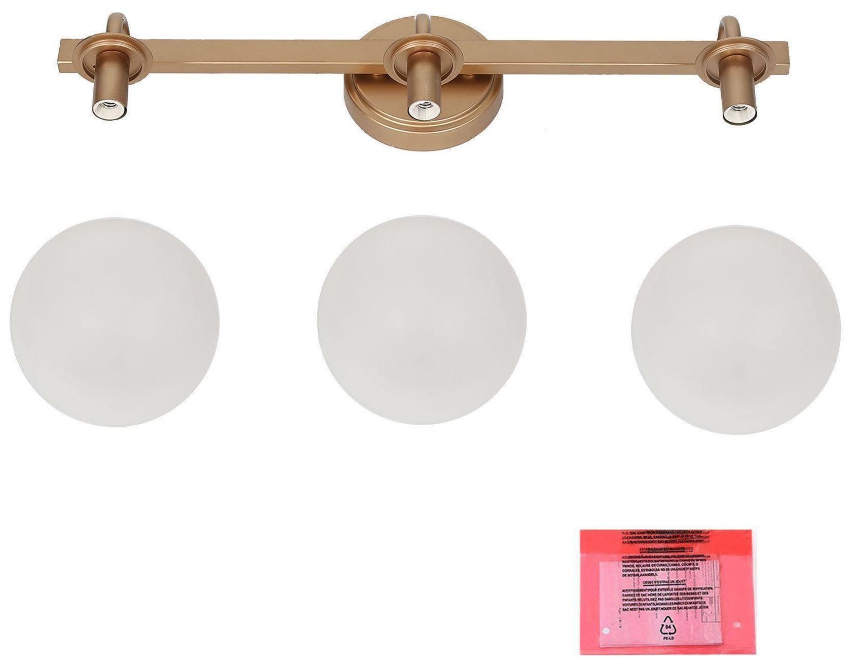 Image 2 3-Light Glass and Brass Bath Light more views