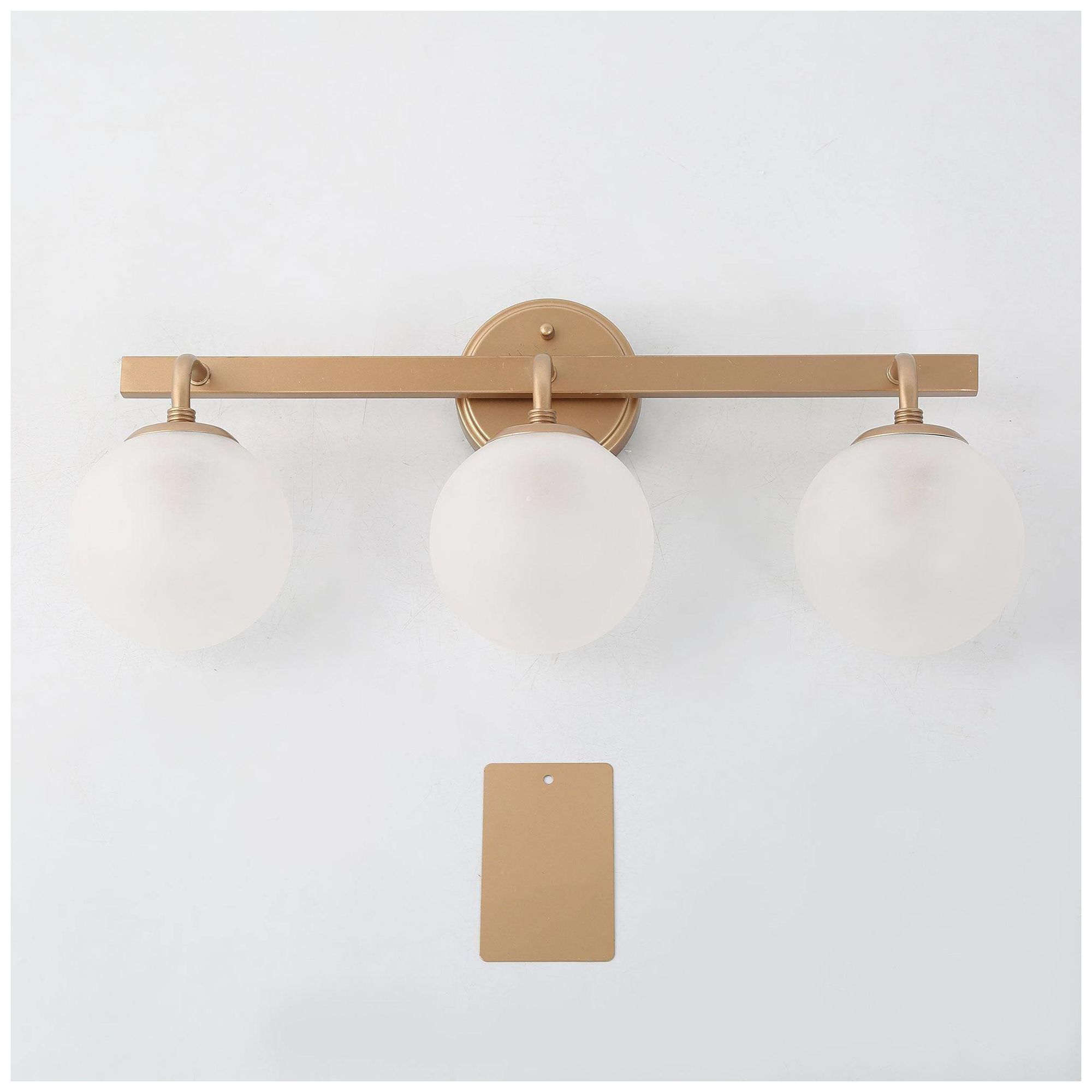 Image 3 3-Light Glass and Brass Bath Light more views