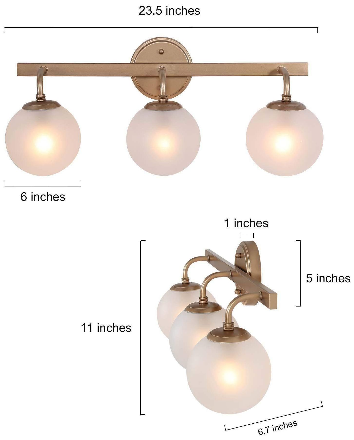 Image 5 3-Light Glass and Brass Bath Light more views