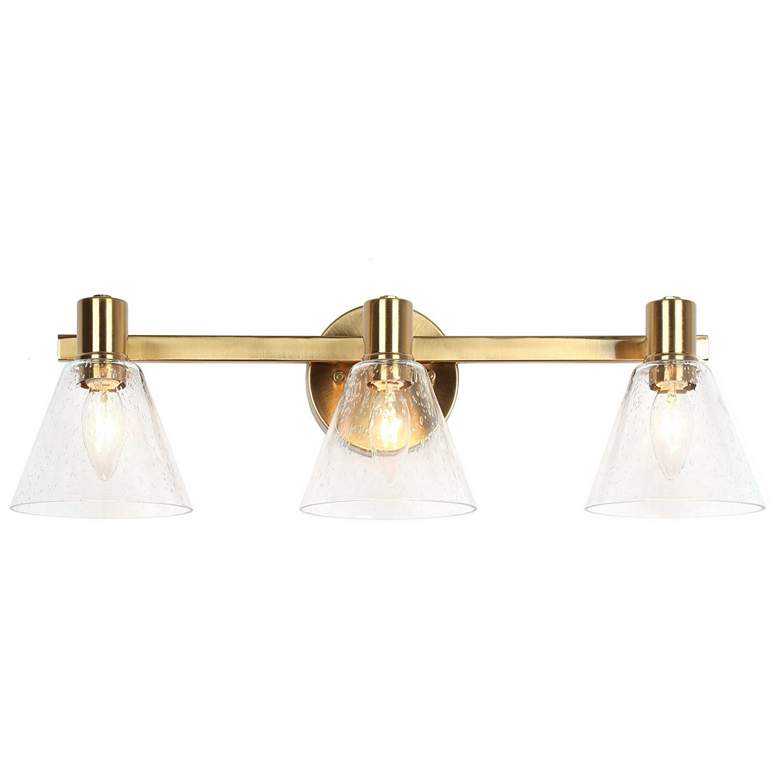 Image 1 3-Light Glass and Brass Bath Light