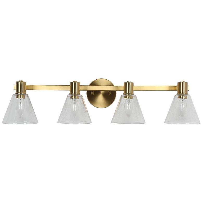 Image 1 3-Light Glass and Brass Bath Light