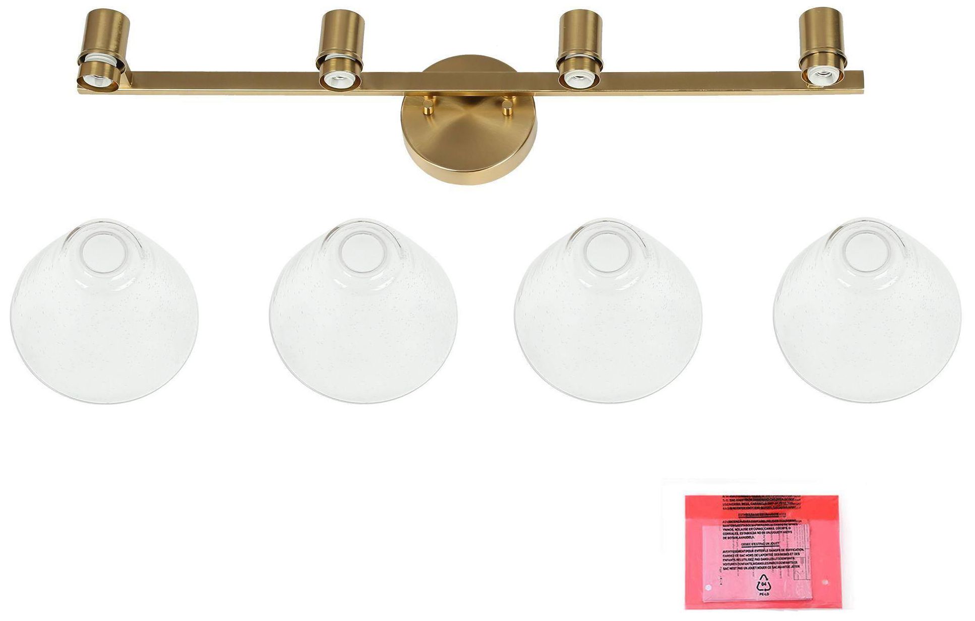 Image 2 3-Light Glass and Brass Bath Light more views