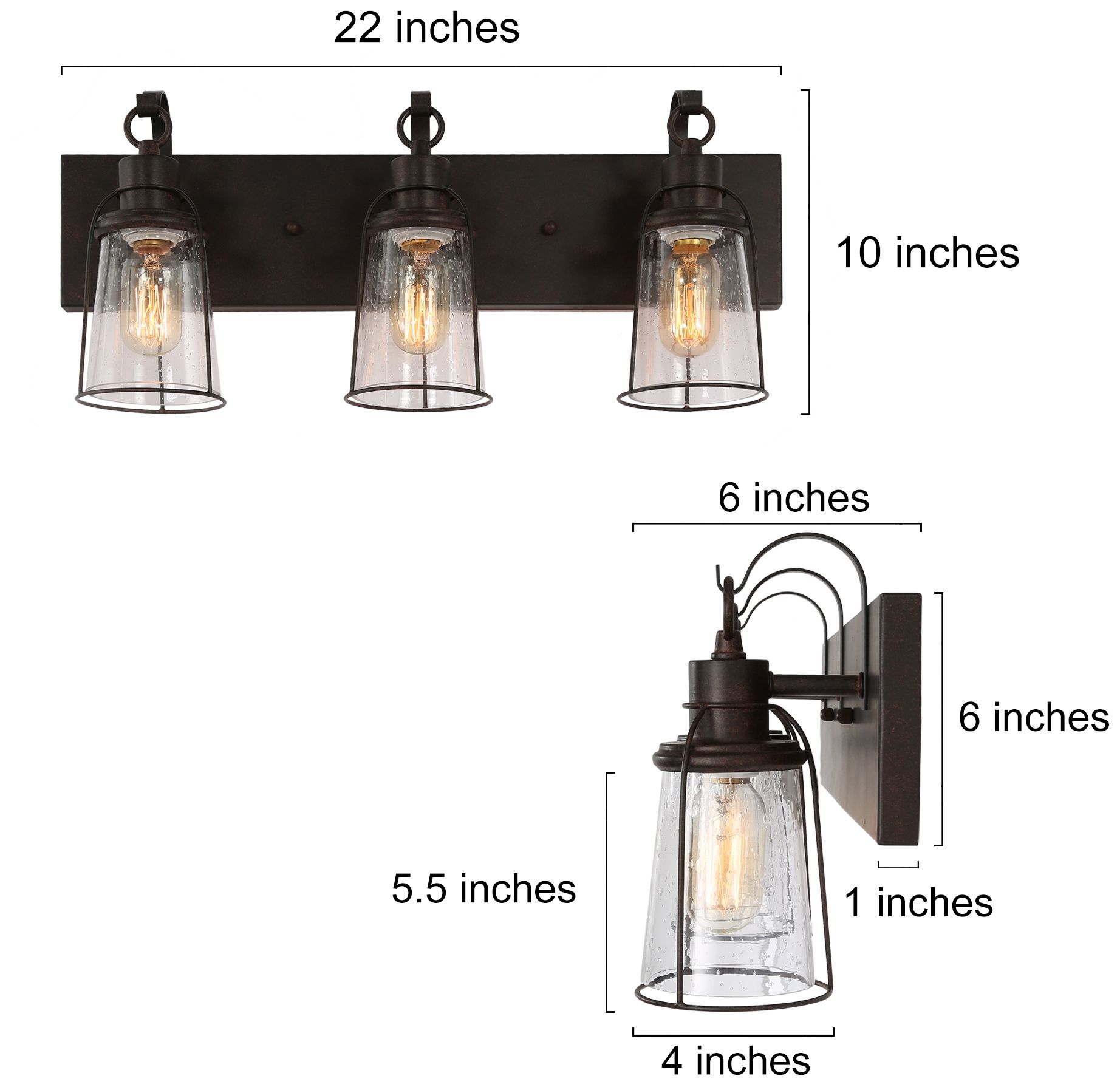 Image 3 3-Light Glass and Bronze Bath Light more views