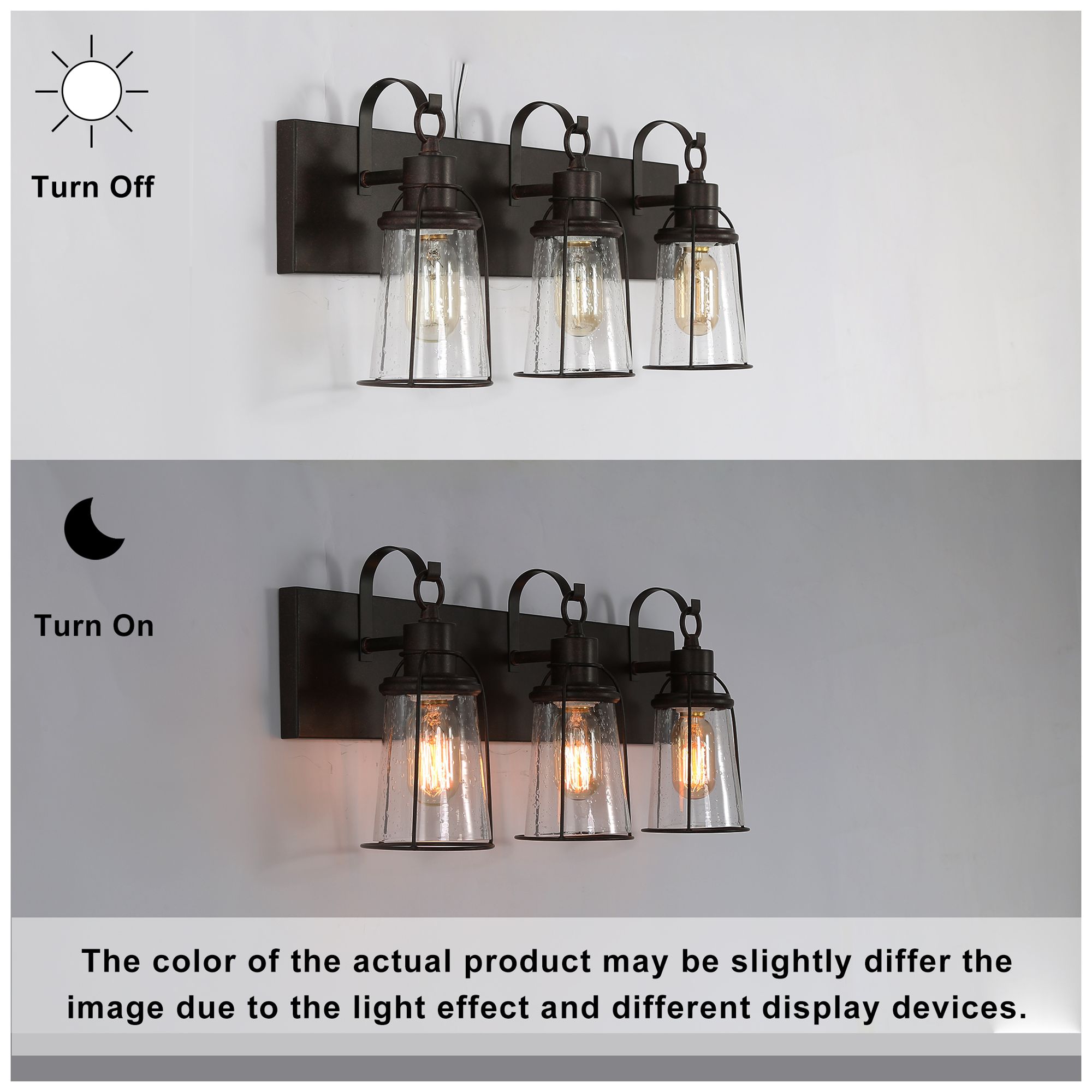 Image 4 3-Light Glass and Bronze Bath Light more views