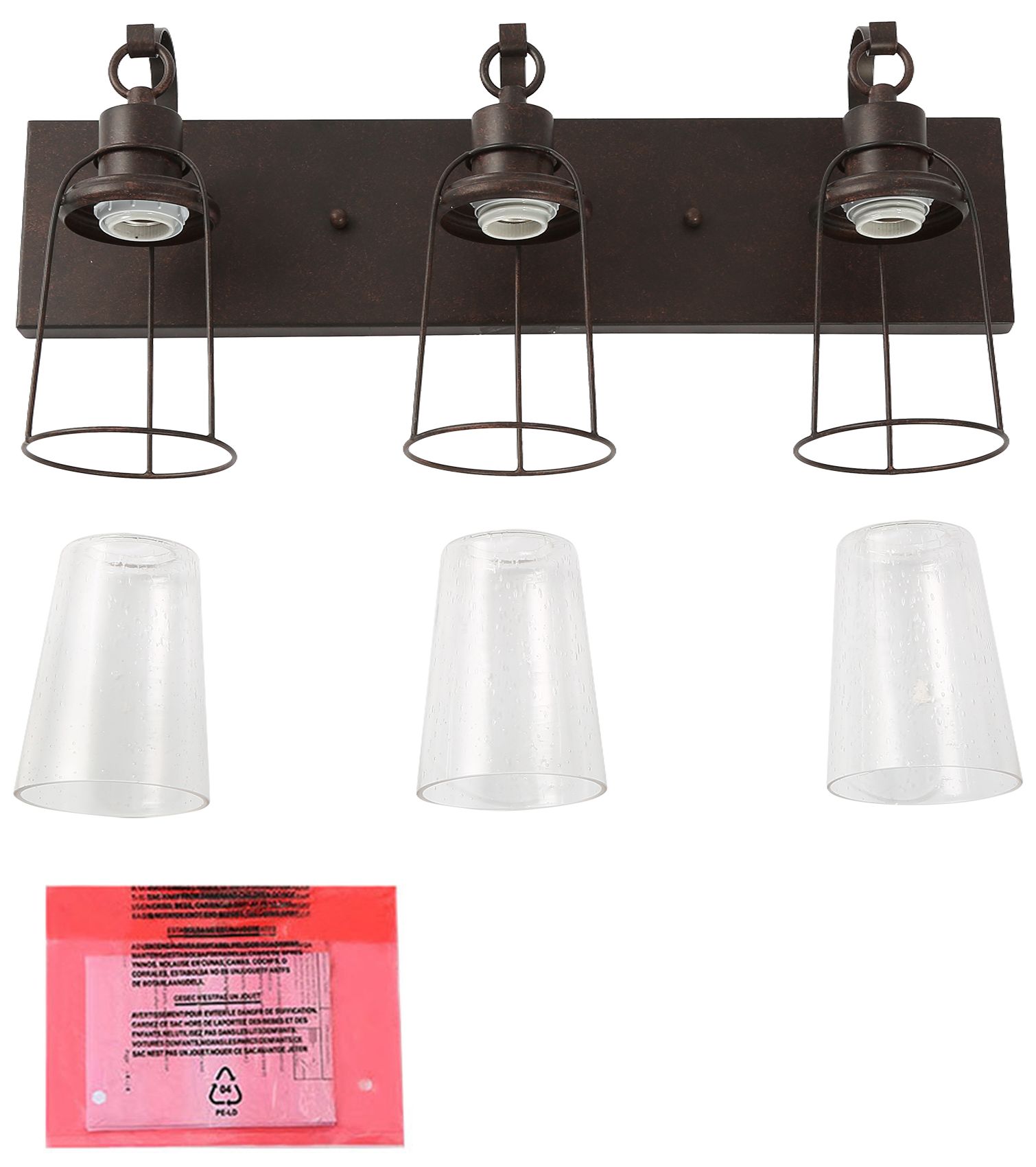 Image 5 3-Light Glass and Bronze Bath Light more views