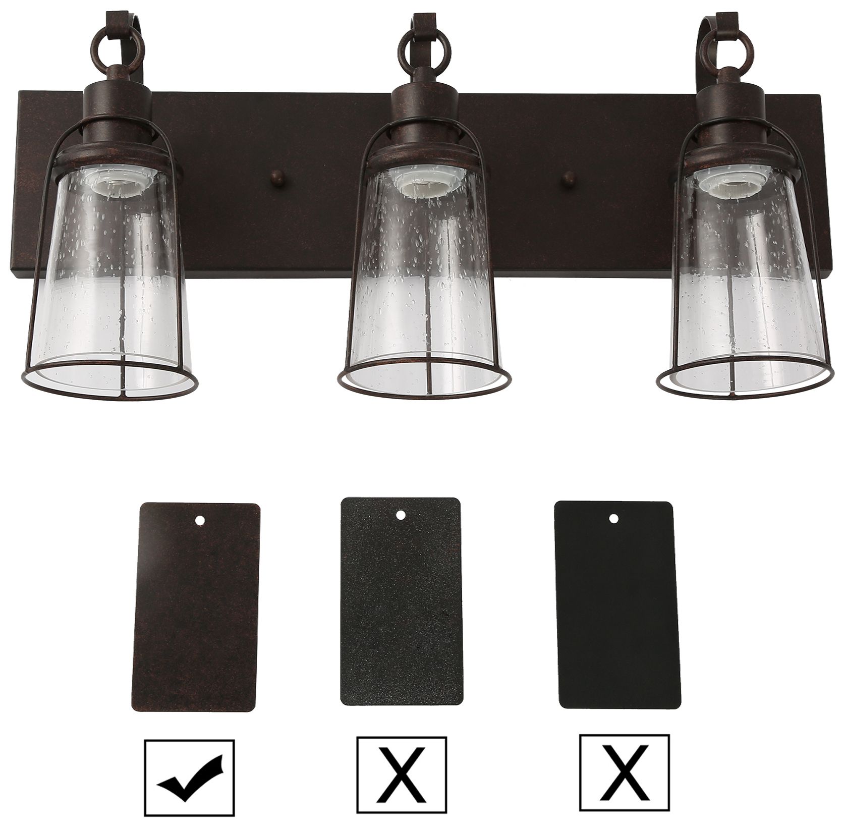 Image 6 3-Light Glass and Bronze Bath Light more views