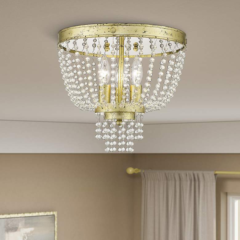 Image 7 3 Light Hand Applied Winter Gold Ceiling Mount more views