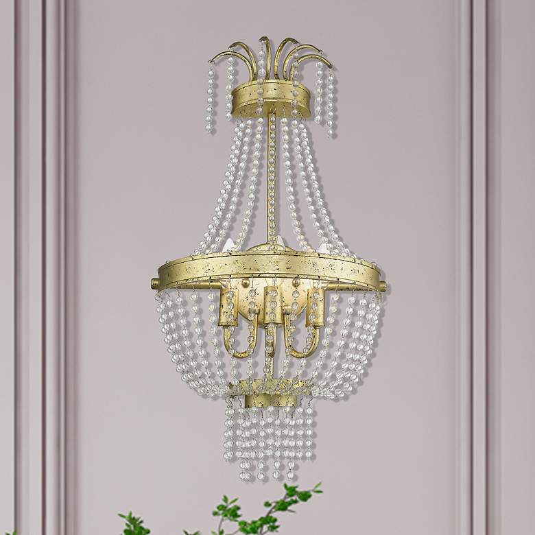 Image 1 3 Light Hand Applied Winter Gold Wall Sconce