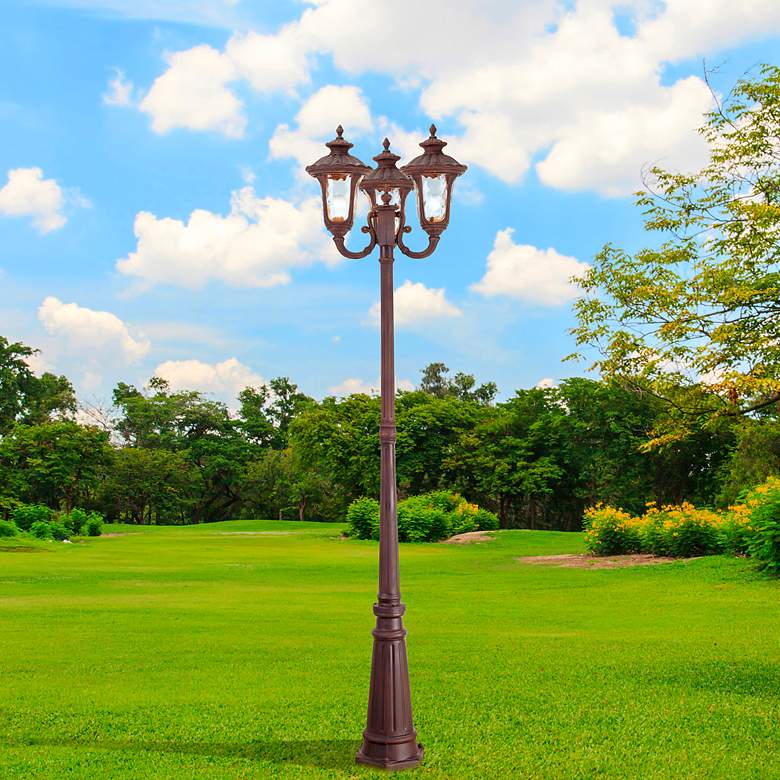 Image 1 3 Light Imperial Bronze Outdoor 3 Head Post