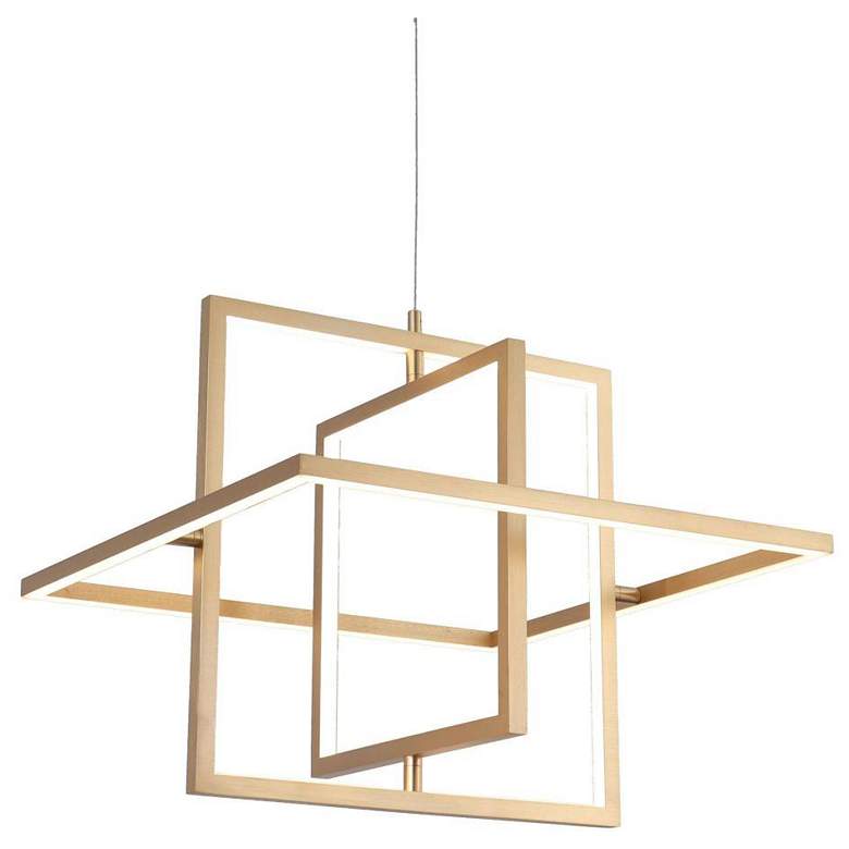 Image 1 3-Light Lacquered Brushed Aluminum Square Chandeliers LED