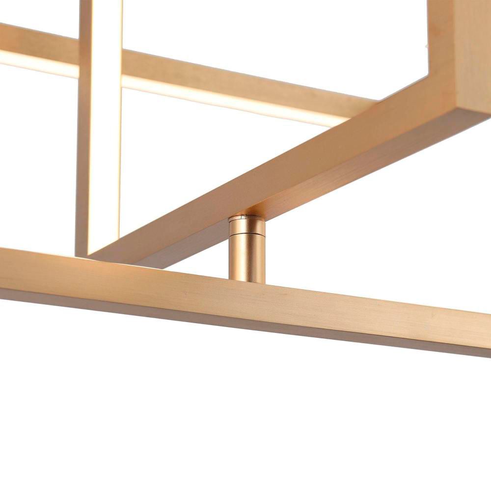 Image 3 3-Light Lacquered Brushed Aluminum Square Chandeliers LED more views