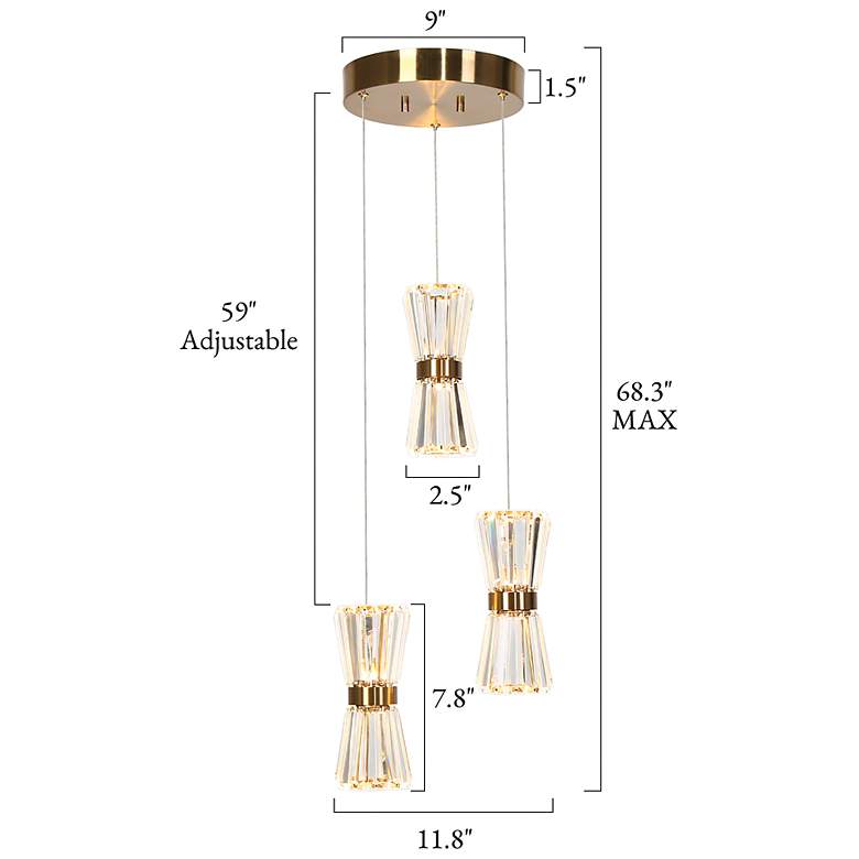 Image 2 3-Light LED Chandelier more views