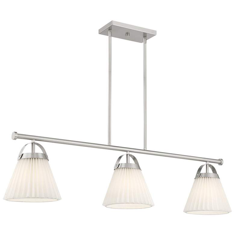 Image 1 3-Light Linear Chandelier in Brushed Nickel