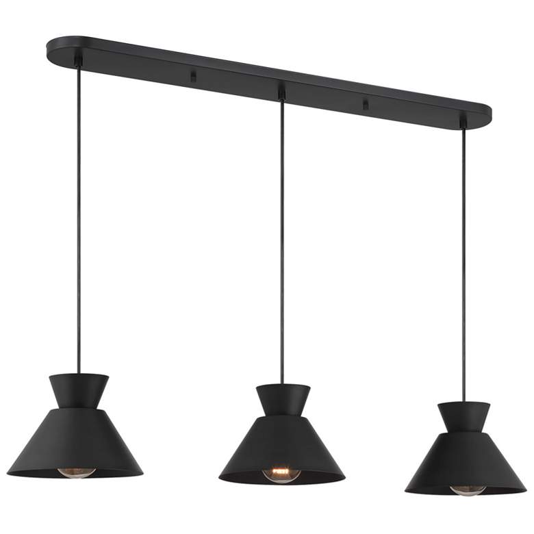 Image 1 3-Light Linear Chandelier in Matte Black