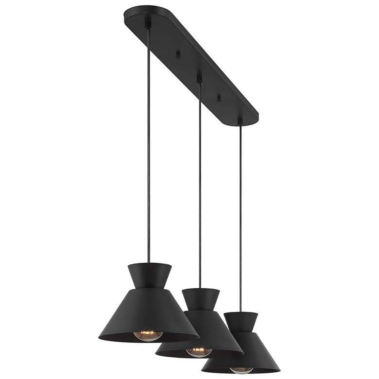 Image 5 3-Light Linear Chandelier in Matte Black more views