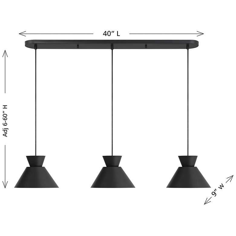 Image 7 3-Light Linear Chandelier in Matte Black more views