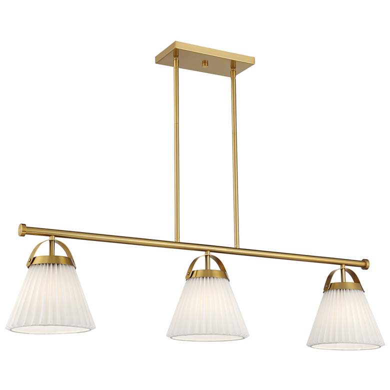 Image 1 3-Light Linear Chandelier in Natural Brass