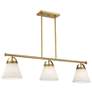 1_3-Light Linear Chandelier in Natural Brass