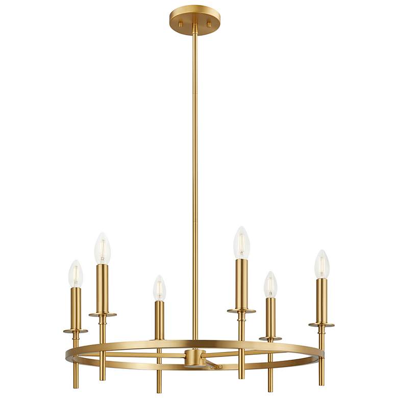 Image 4 3-Light Linear Chandelier in Natural Brass more views