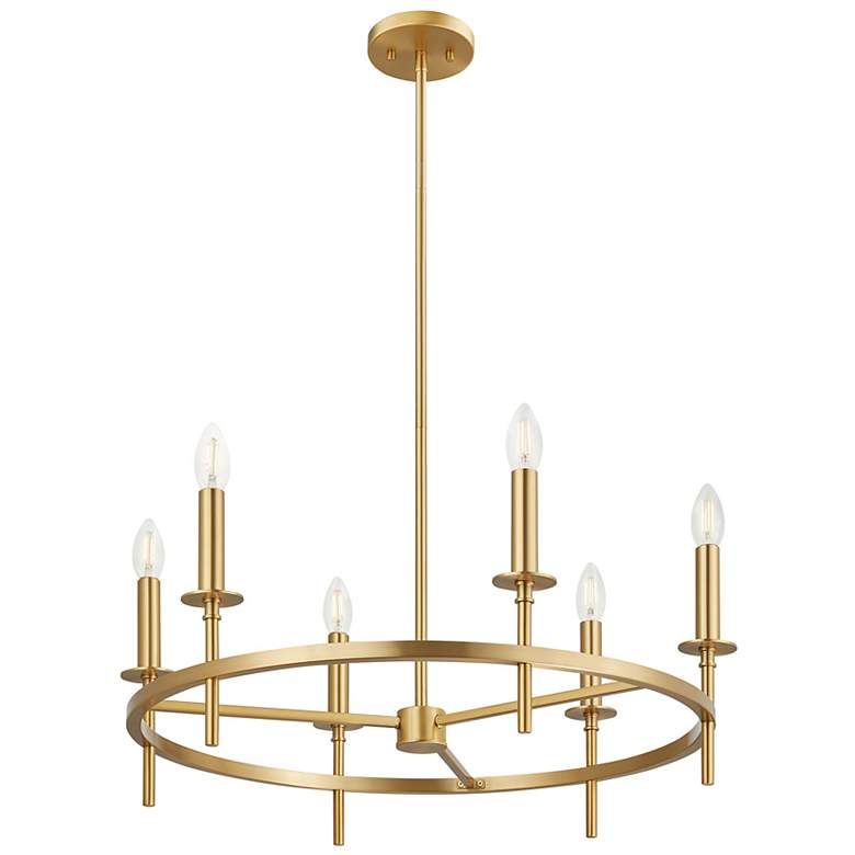 Image 5 3-Light Linear Chandelier in Natural Brass more views