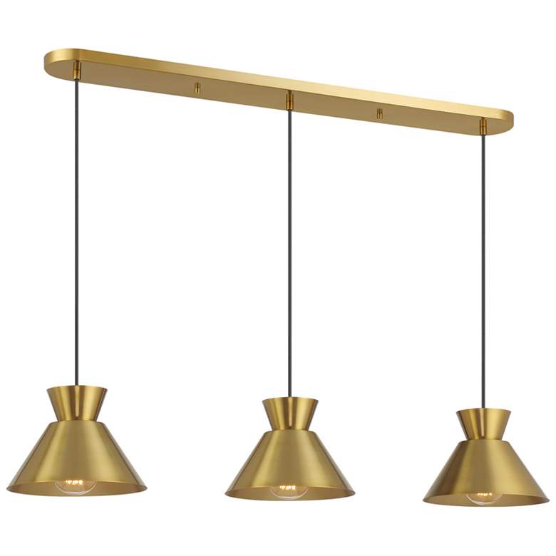 Image 1 3-Light Linear Chandelier in Natural Brass