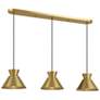 1_3-Light Linear Chandelier in Natural Brass