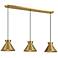 3-Light Linear Chandelier in Natural Brass