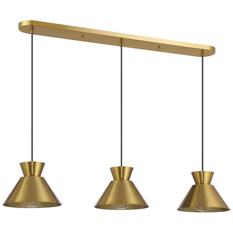 Image 2 3-Light Linear Chandelier in Natural Brass more views