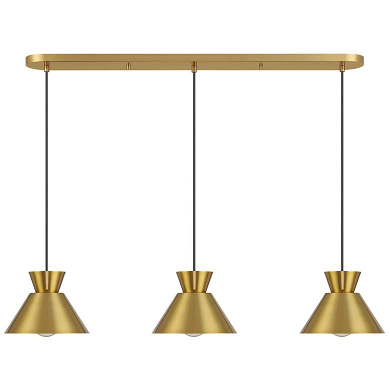 Image 3 3-Light Linear Chandelier in Natural Brass more views