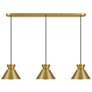 3_3-Light Linear Chandelier in Natural Brass more views