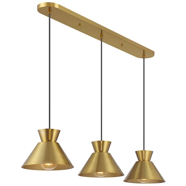 Image 4 3-Light Linear Chandelier in Natural Brass more views