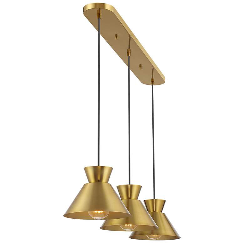 Image 5 3-Light Linear Chandelier in Natural Brass more views