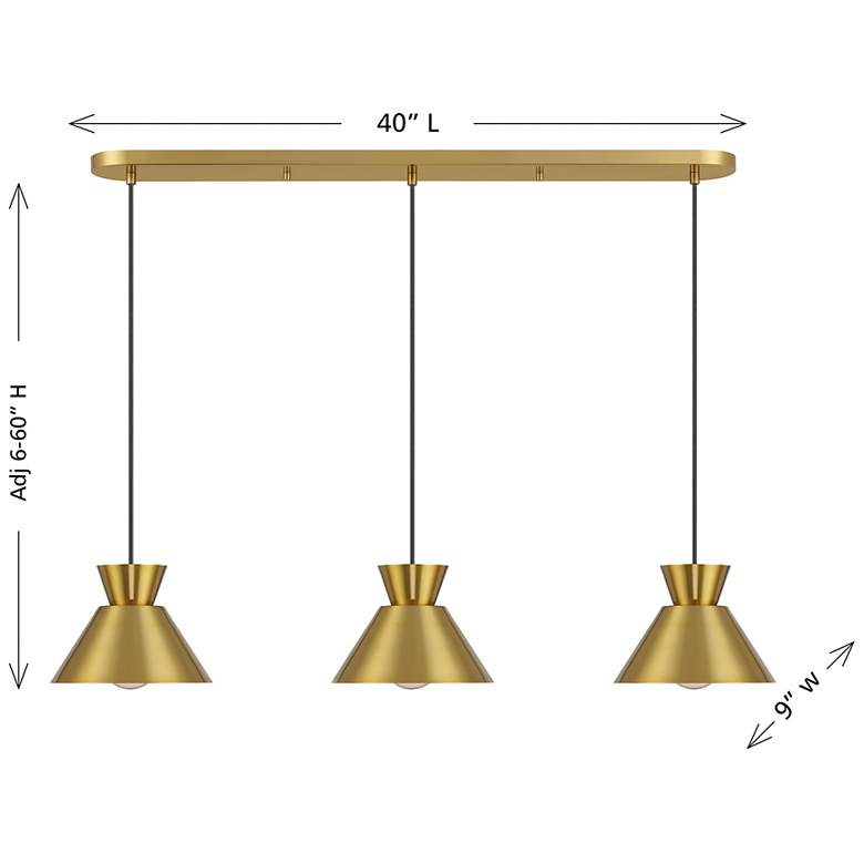 Image 7 3-Light Linear Chandelier in Natural Brass more views