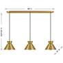 7_3-Light Linear Chandelier in Natural Brass more views