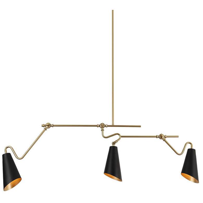 Image 1 3-Light Matte Black and Matte Gold Island Lamp