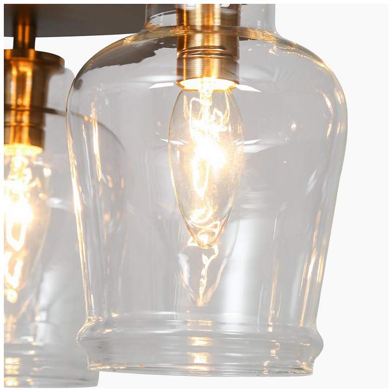 Image 4 3-Light Matte Black and Plating Bras Ceiling Lamp with Clear Glass more views
