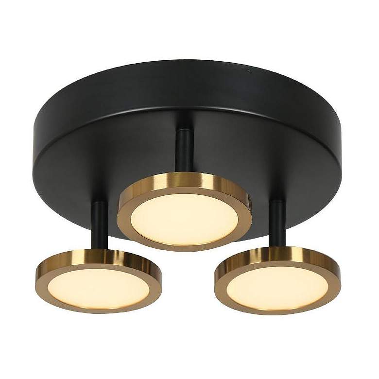 Image 1 3-Light Matte Black and Plating Brass Ceiling Lamp Led