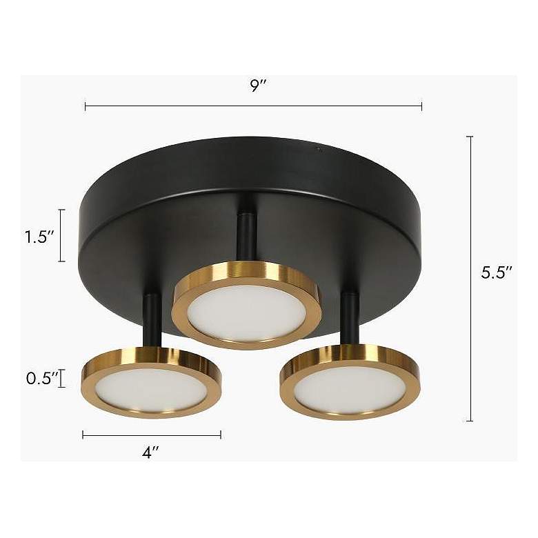 Image 2 3-Light Matte Black and Plating Brass Ceiling Lamp Led more views
