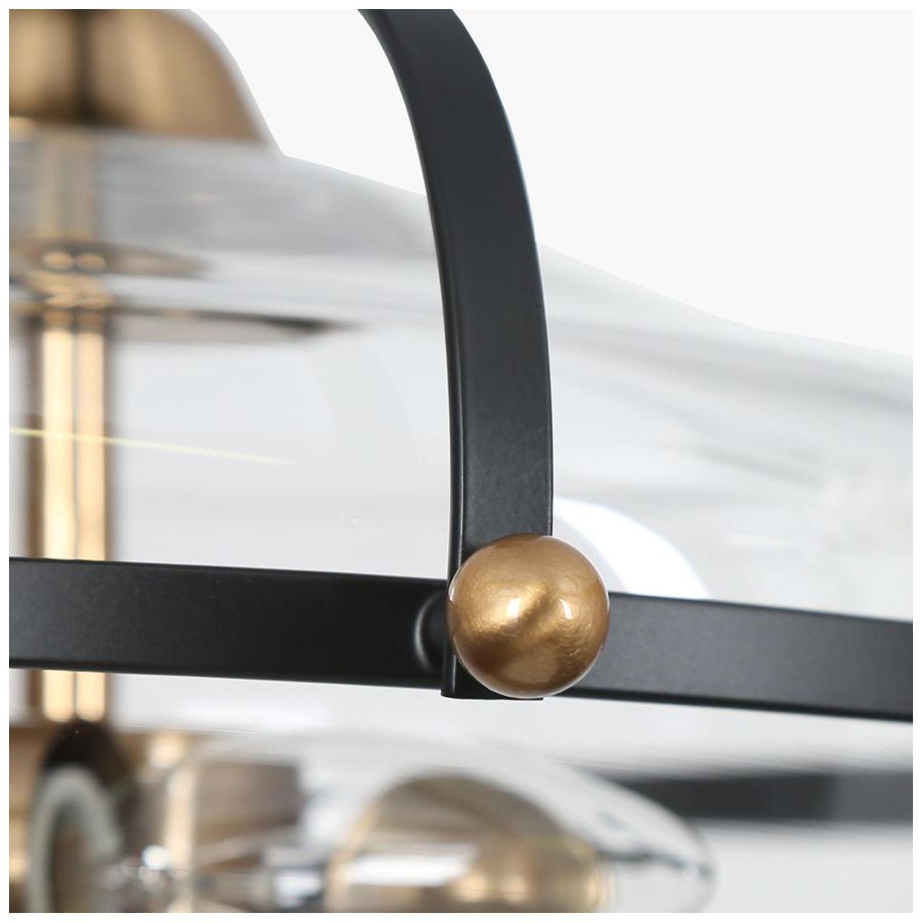 Image 3 3-Light Matte Black and Plating Brass Ceiling Lamp with Clear Glass more views