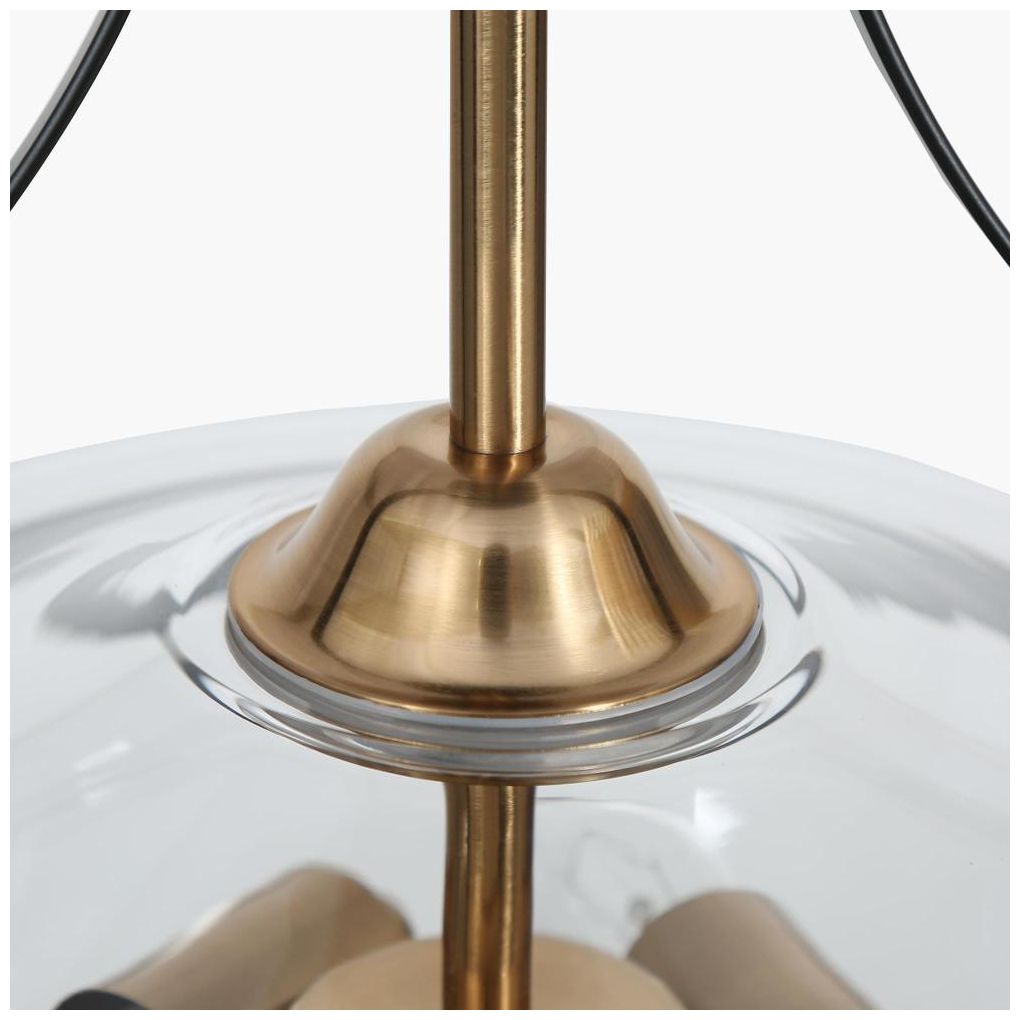 Image 4 3-Light Matte Black and Plating Brass Ceiling Lamp with Clear Glass more views