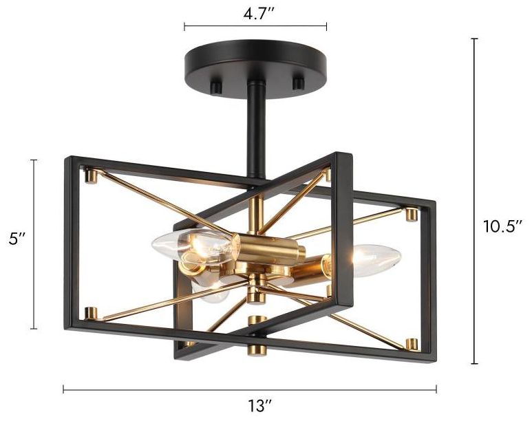 Image 2 3-Light Matte Black and Plating Brass Ceiling Lamp more views