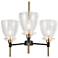 3-Light Matte Black and Plating Brass Chandeliers with Clear Glass