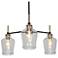 3-Light Matte Black and Plating Brass Chandeliers with Clear Glass