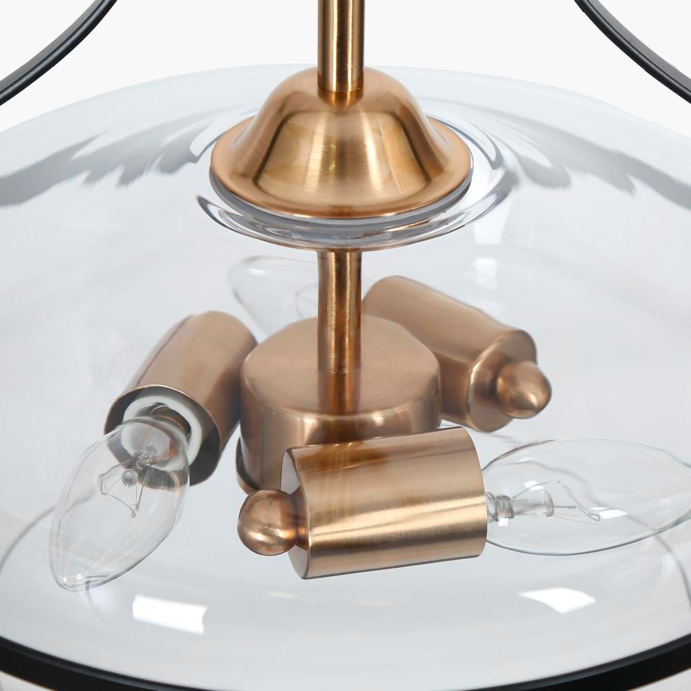 Image 3 3-Light Matte Black and Plating Brass Chandeliers with Clear Glass more views