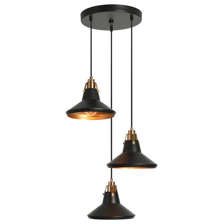 Image 1 3-Light Matte Black and Plating Brass Chandeliers
