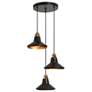 3-Light Matte Black and Plating Brass Chandeliers
